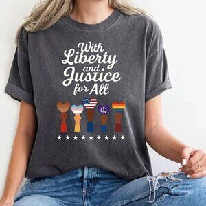 With Liberty And Justice For All Resist Shirt, Fundemantal Rights Shirt grey